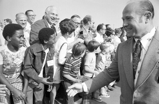 Commander of Soyuz-19 Alexei Leonov in Atlanta airport