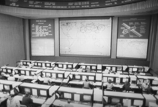 In Mission Control Center during launching of Kristall