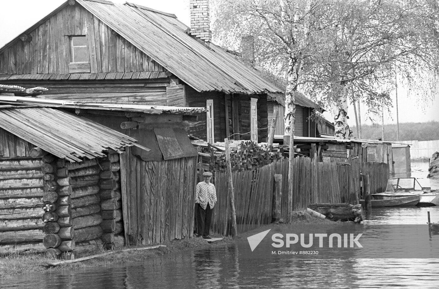 Zarechye village during a spring flood