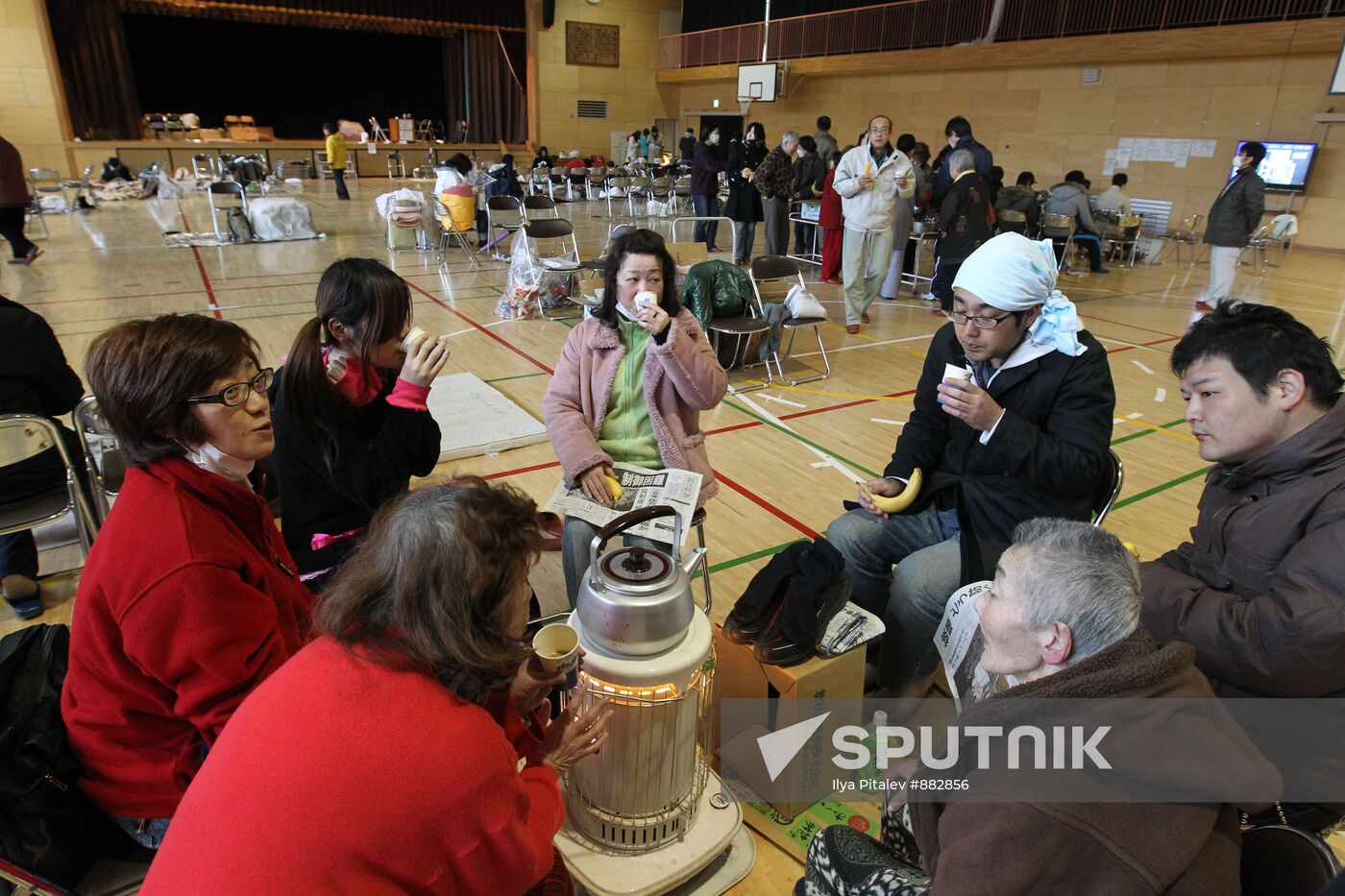 Camp for earthquake victims in Japan