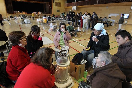 Camp for earthquake victims in Japan