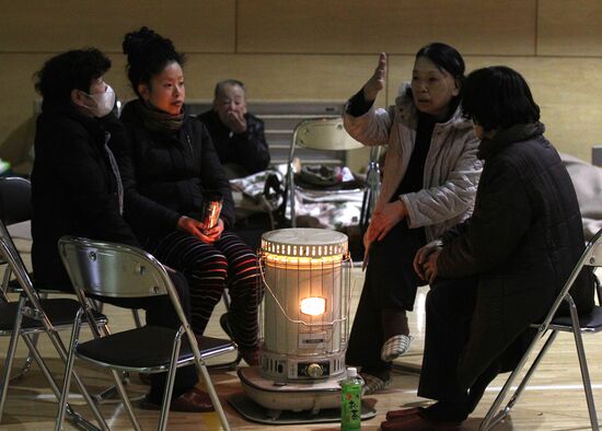 Camp for earthquake victims in Japan