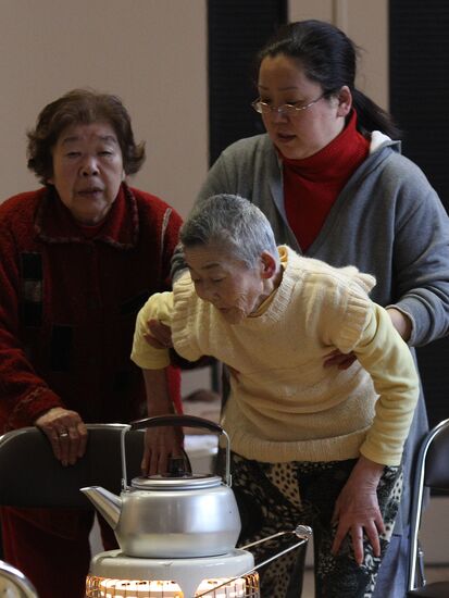 Camp for earthquake victims in Japan