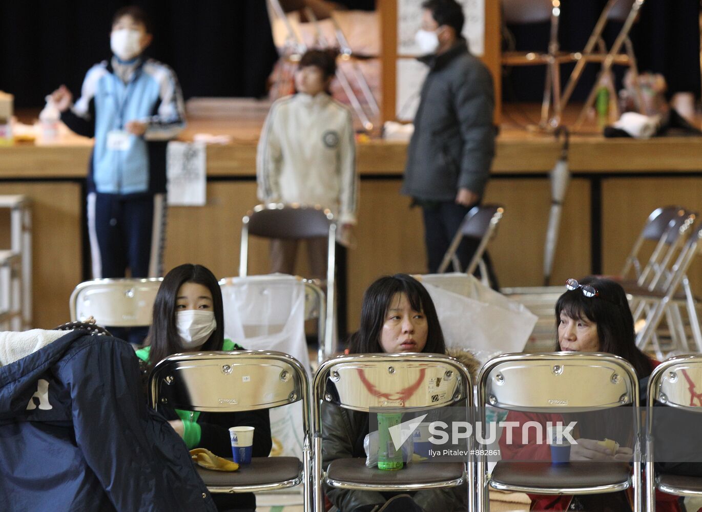 Camp for earthquake victims in Japan