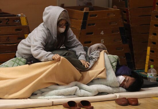 Camp for earthquake victims in Japan