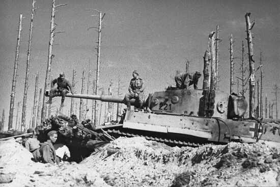Soviet tank-men after combat