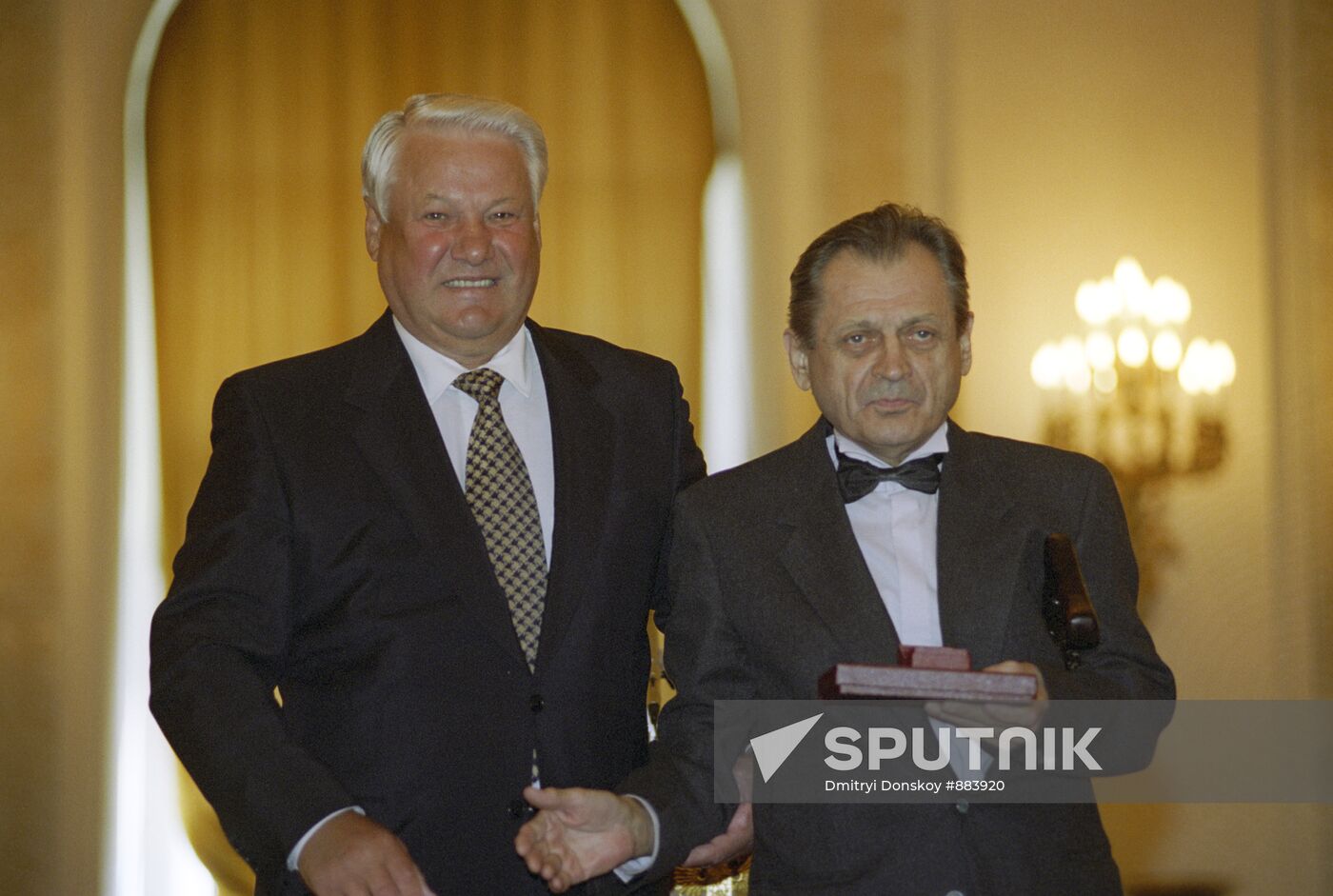 Russian President Boris Yeltsin, poet Vladimir Sokolov