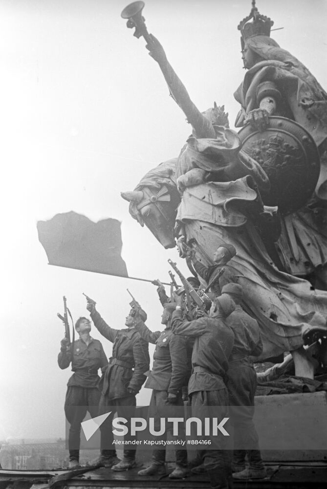 Soviet banner hoisted over Reichstag