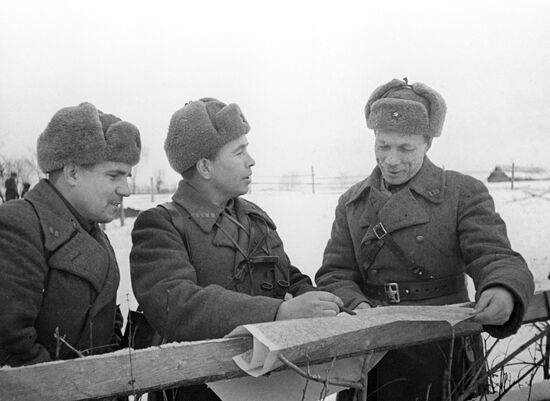 Colonel Afanasy Beloborodov with his staff