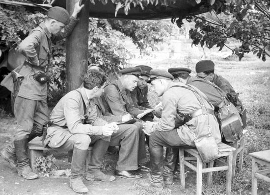 Writer B. Gorbatov at the war service