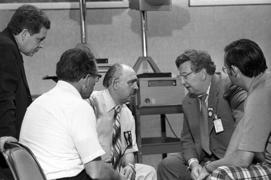 Genry Shapiro in the press centre at NASA Space centre
