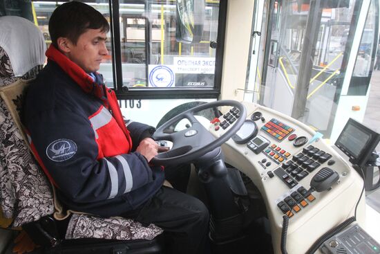 Drivers cab in LiAZ 6213 bus