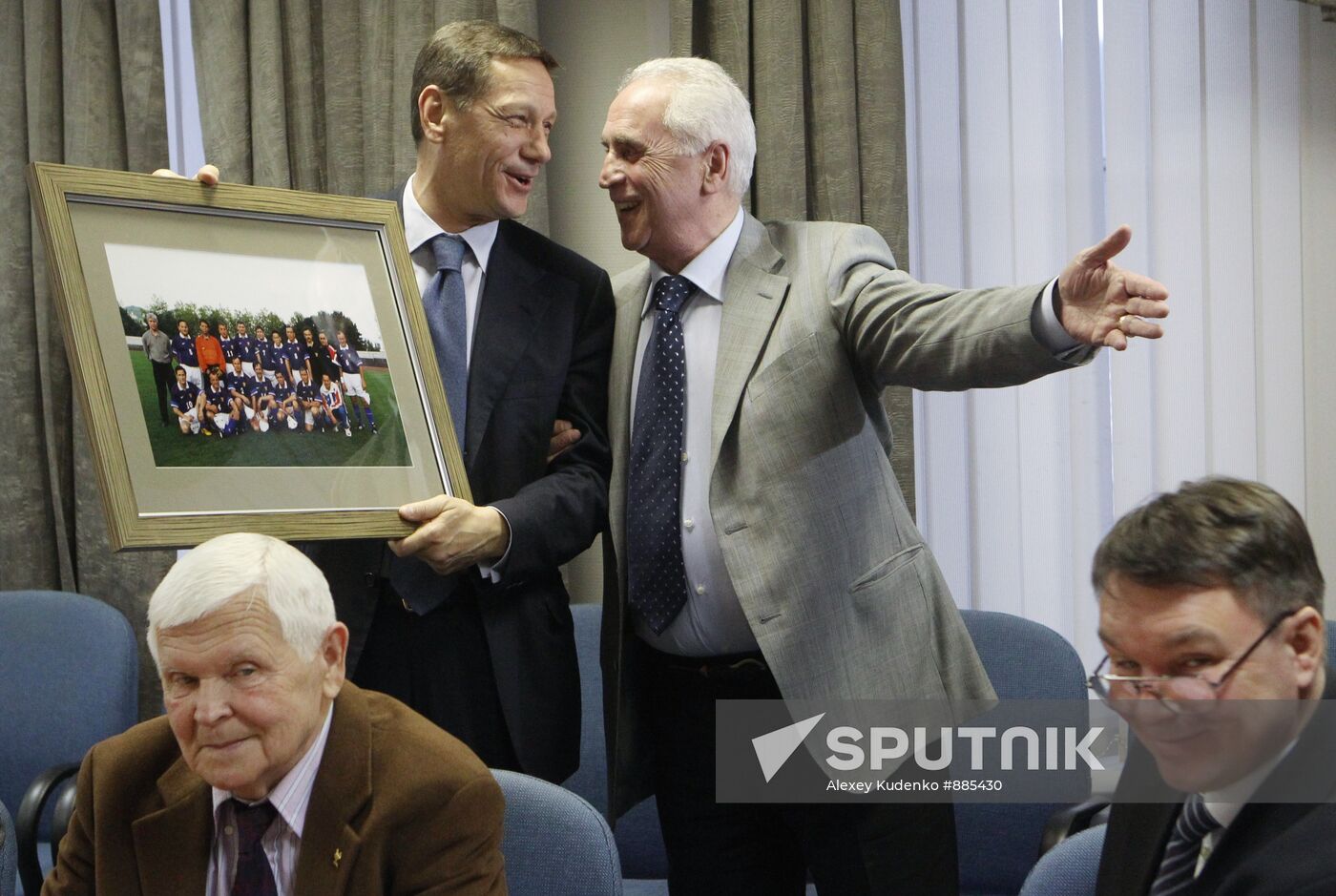 Meeting of Alexander Zhukov and veteran football players