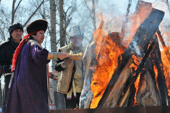 Khakassky ceremonial new year feast of Chyl Pazy in Abakan