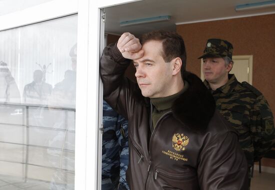 Dmitry Medvedev visits OMON riot police base "Bison" near Moscow