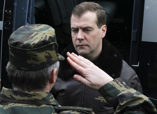 Dmitry Medvedev visits OMON riot police base "Bison" near Moscow