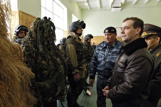 Dmitry Medvedev visits OMON police base "Bison" near Moscow