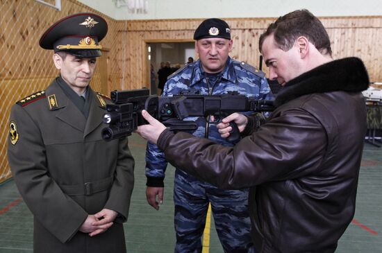 Dmitry Medvedev visits OMON police base "Bison" near Moscow