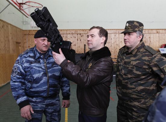 Dmitry Medvedev visits OMON police base "Bison" near Moscow