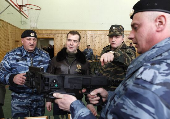 Dmitry Medvedev visits OMON police base "Bison" near Moscow