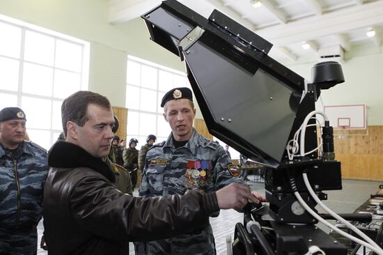 Dmitry Medvedev visits OMON riot police base "Bison" near Moscow