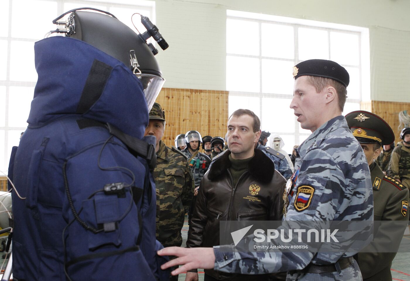 Dmitry Medvedev visits OMON riot police base "Bison" near Moscow