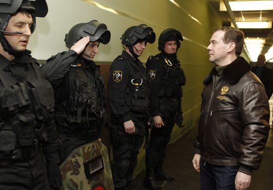 Dmitry Medvedev visits OMON police base "Bison" near Moscow