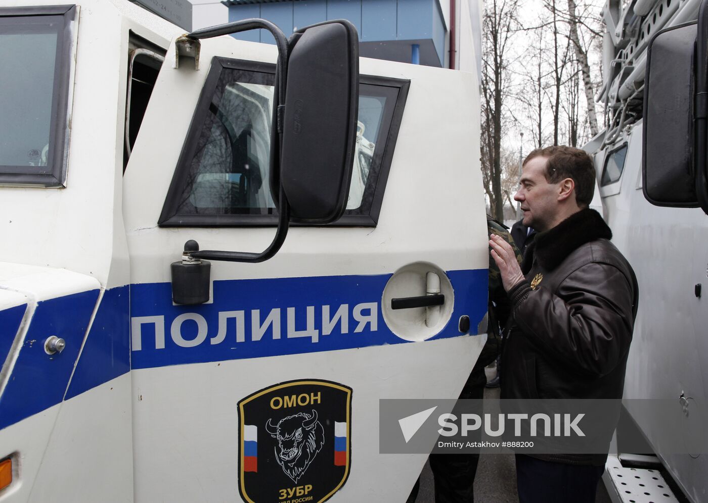 Dmitry Medvedev visits OMON riot police base "Bison" near Moscow