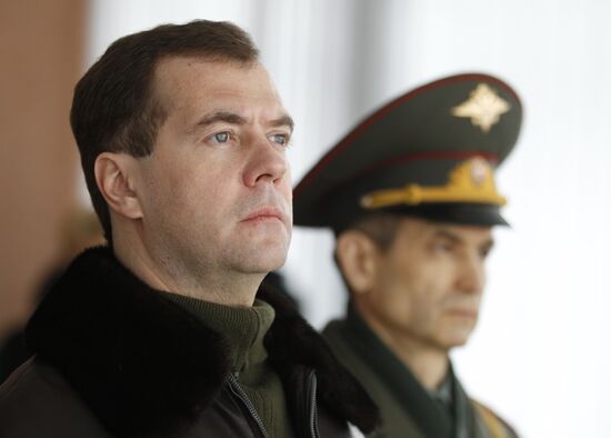 Dmitry Medvedev visits OMON riot police base "Bison" near Moscow