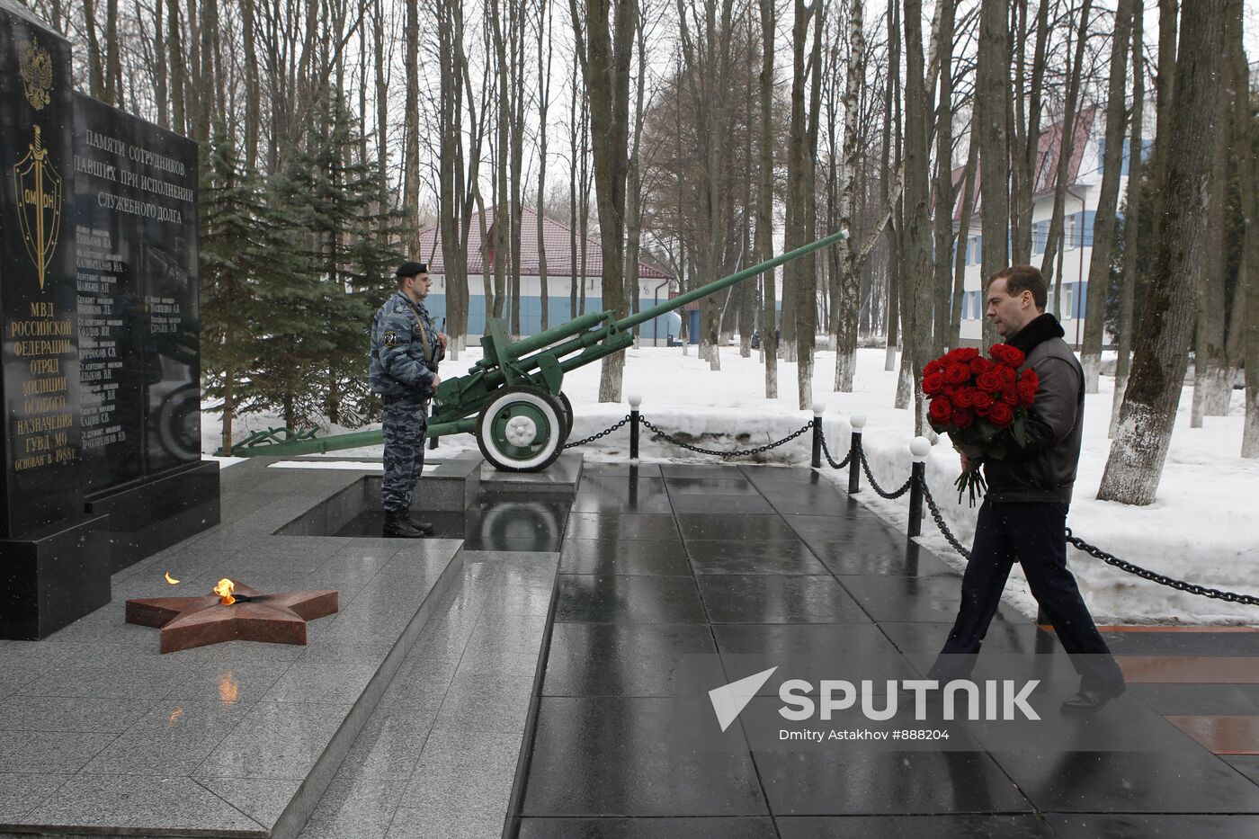 Dmitry Medvedev visits OMON riot police base "Bison" near Moscow