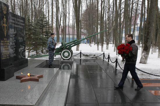 Dmitry Medvedev visits OMON riot police base "Bison" near Moscow
