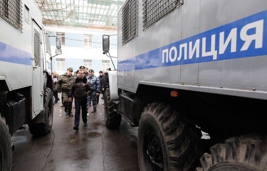 Dmitry Medvedev visits OMON riot police base "Bison" near Moscow