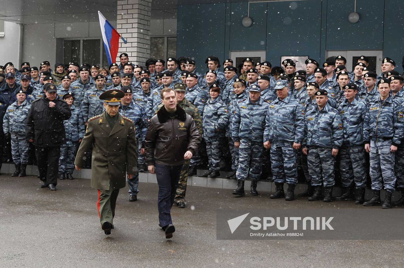 Dmitry Medvedev visits OMON riot police base "Bison" near Moscow