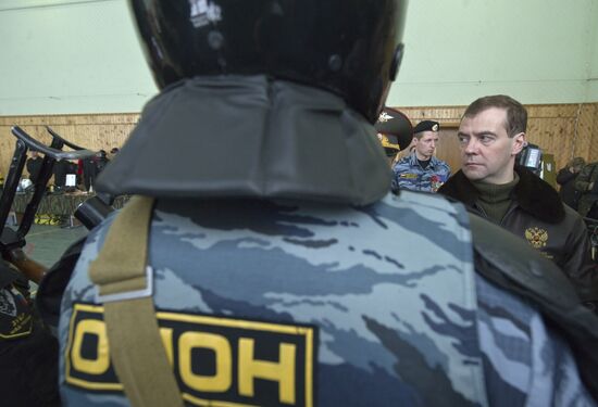 Dmitry Medvedev visits Zubr OMON police division