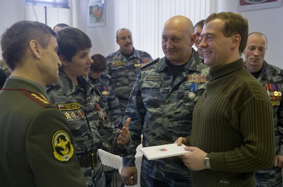 Dmitry Medvedev visits Zubr OMON police division