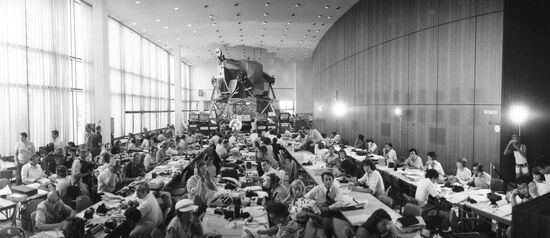 International press centre at the U.S. Soyuz-19 and Apollo control centre