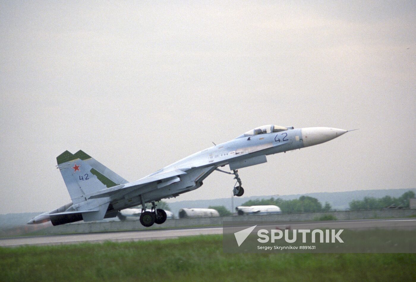 A Sukhoi Su-27 UB Flanker-C fighter-interceptor