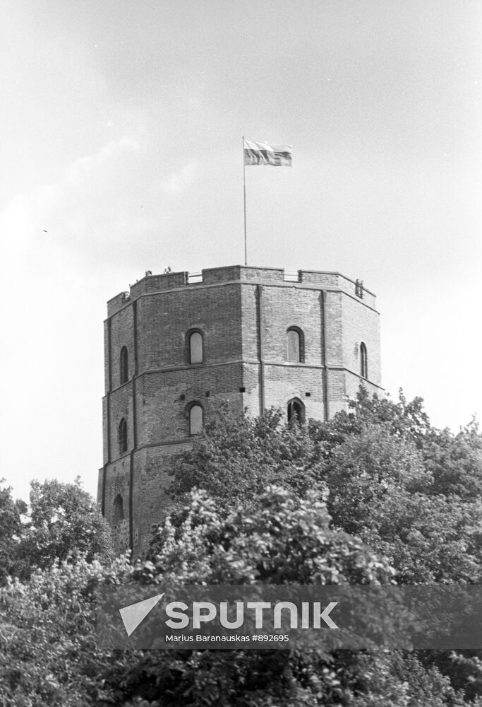 Lithuanian national flag on the Gediminas' Tower