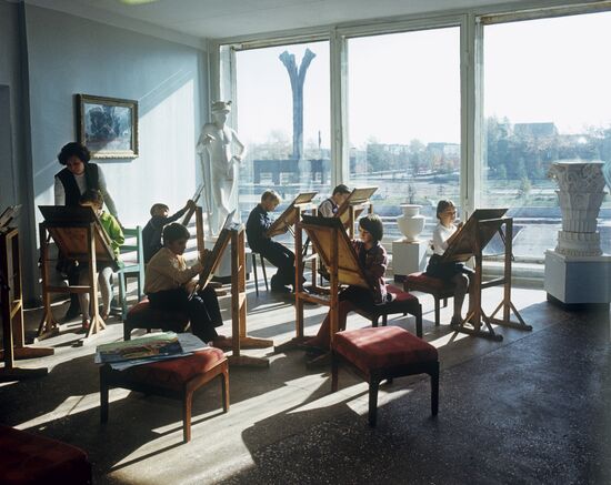 Children at painting class