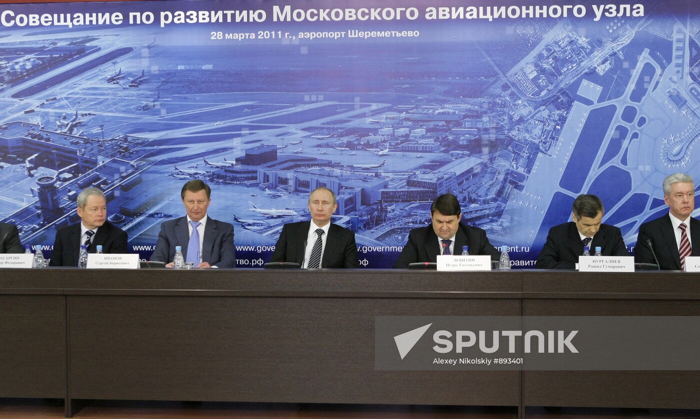 Vladimir Putin holds a meeting at Sheremetyevo airport
