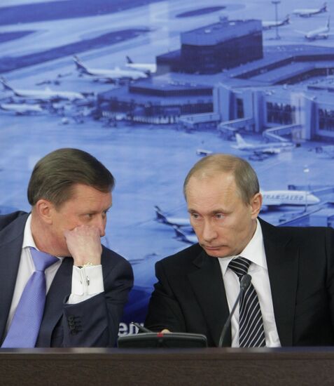 Vladimir Putin holds a meeting at Sheremetyevo airport