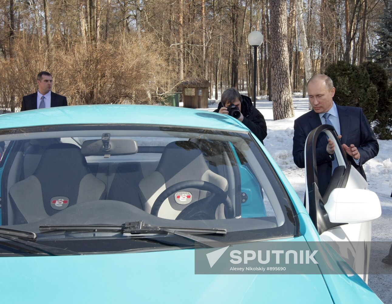 Prime Minister Vladimir Putin drives new Yo-Mobile car