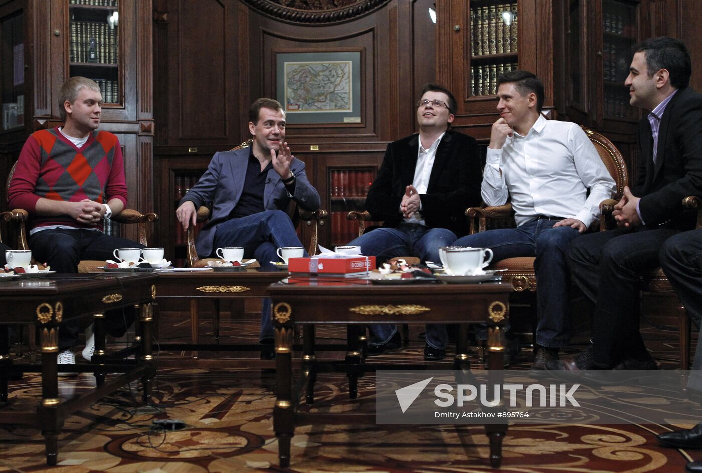 D. Medvedev meets with project participants in Comedy club
