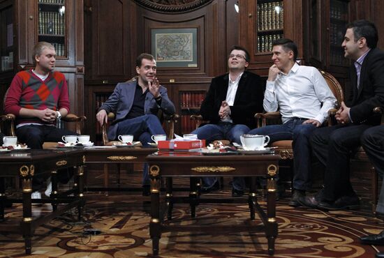 D. Medvedev meets with project participants in Comedy club