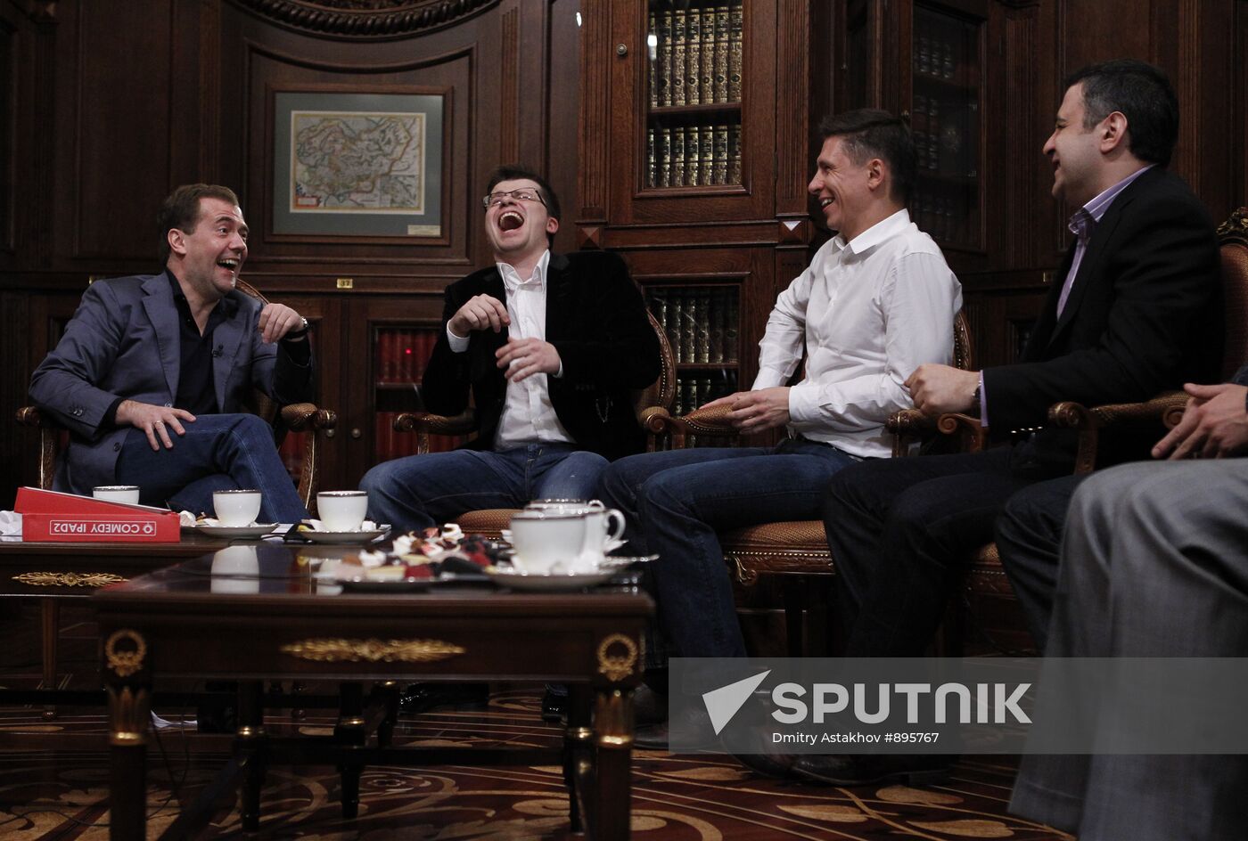 D. Medvedev meets with project participants in Comedy club