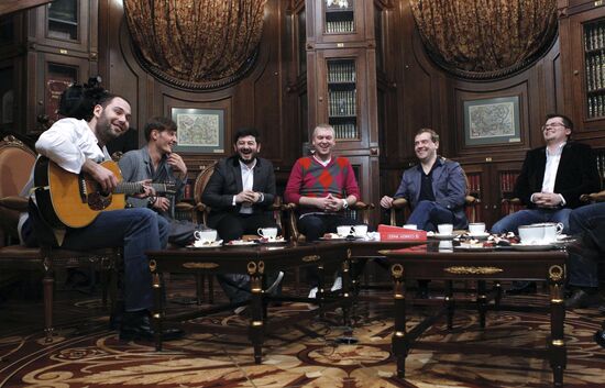 D. Medvedev meets with project participants in Comedy club