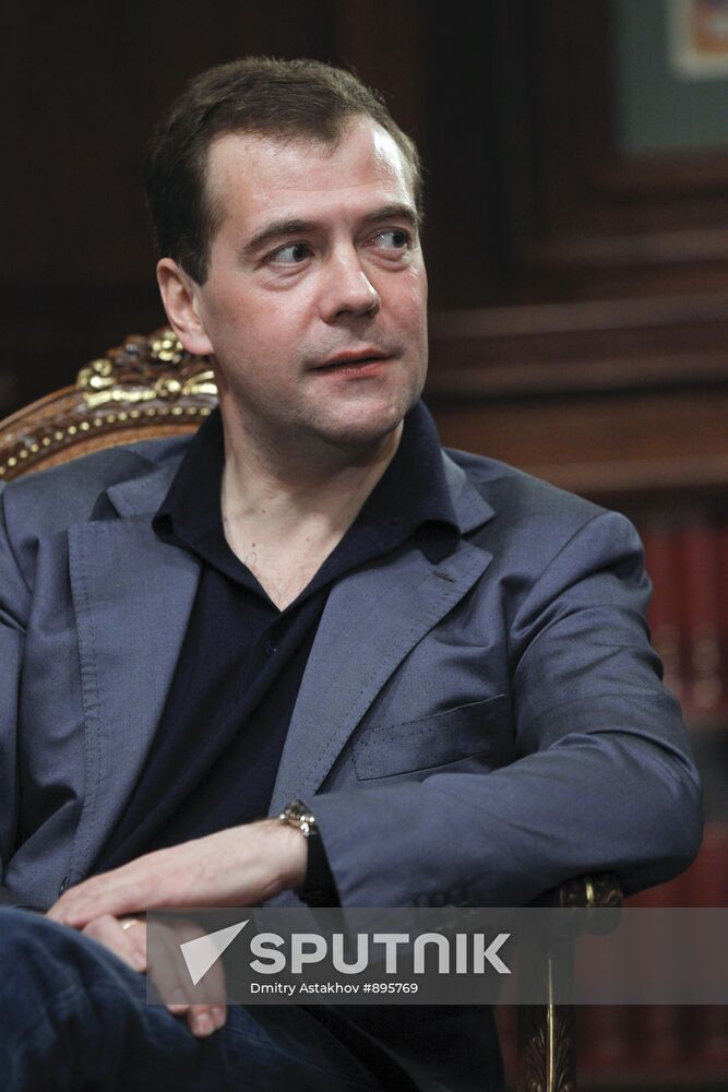 D. Medvedev meets with project participants in Comedy club