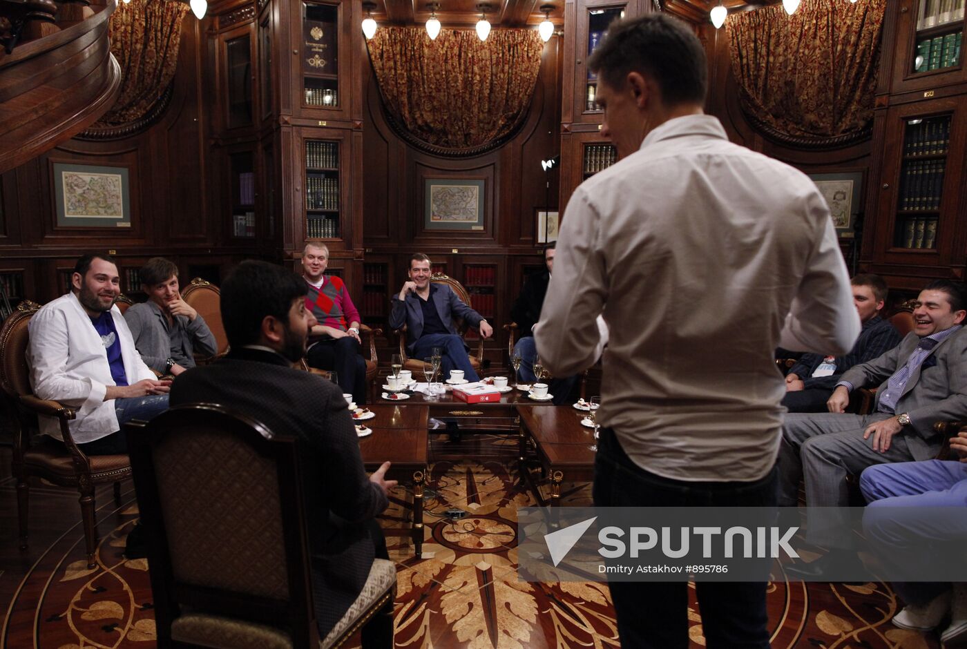 Dmitry Medvedev speaks with Comedy Club project participants