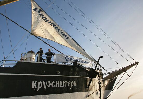 Sailing ship "Kruzenshtern" out on a training voyage