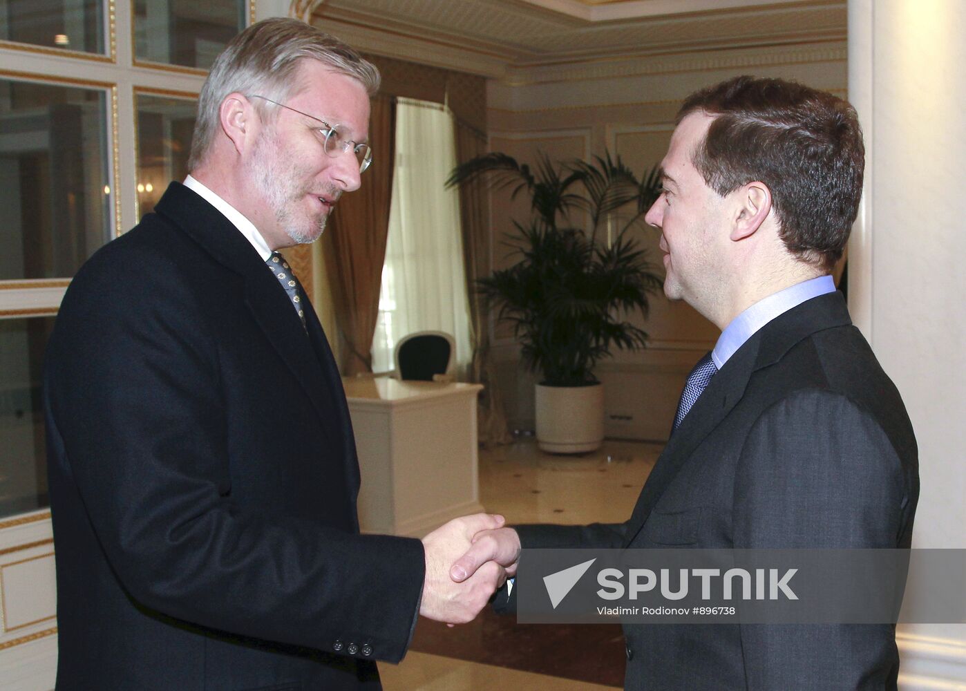 Dmitry Medvedev meets Prince Philippe of Belgium